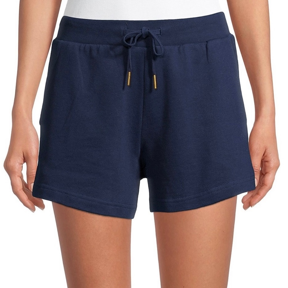 NWT WEWOREWHAT navy women’s shorts size large with dual side pockets